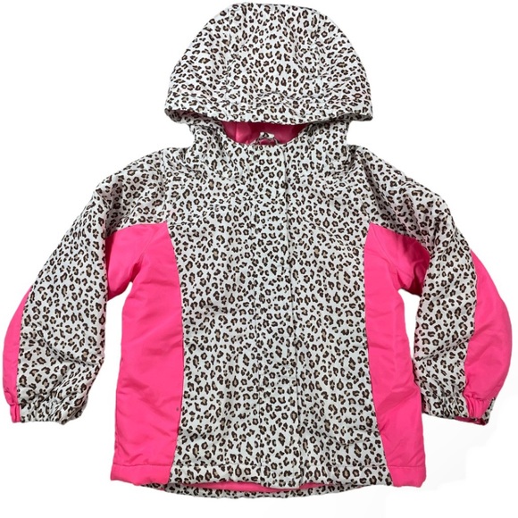 The Children’s Place size 5t hot pink & brown animal print winter coat & jacket - Picture 1 of 11